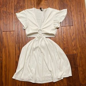 H&M Cream Cut-Out Jersey Dress - Small